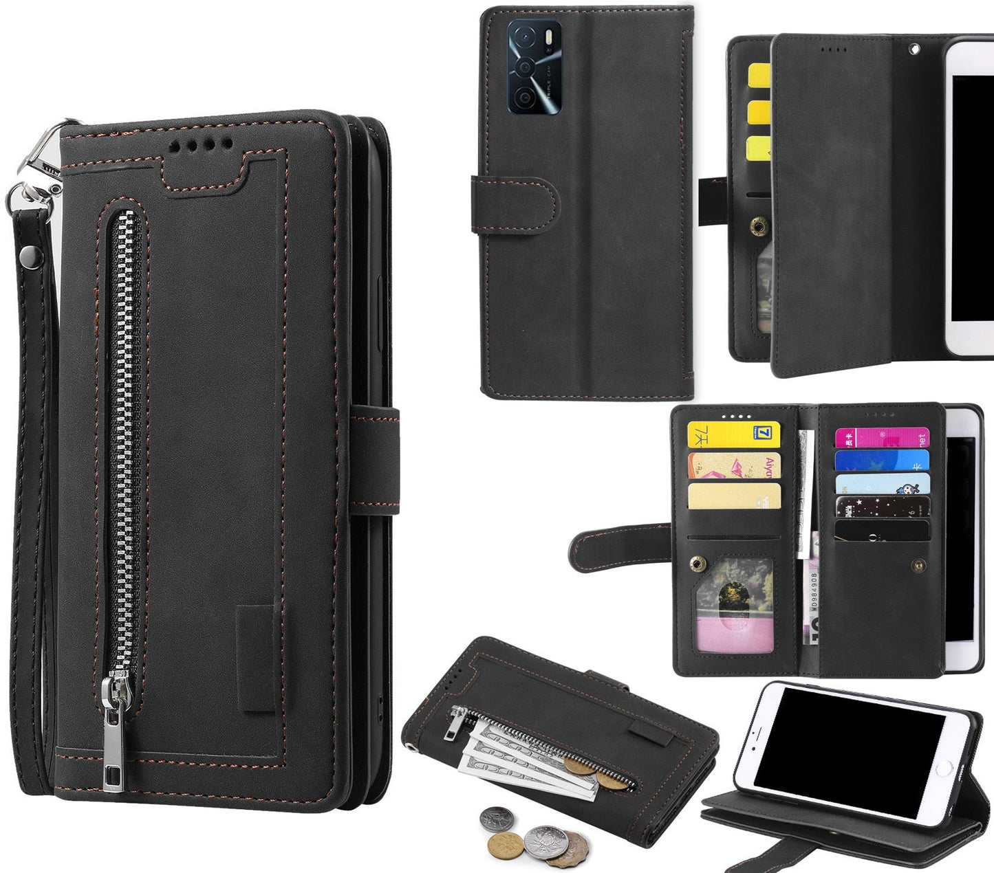 Oppo A16S Case Wallet Cover Black
