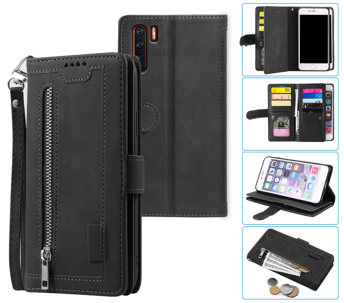 Oppo A91 Case Wallet Cover Black