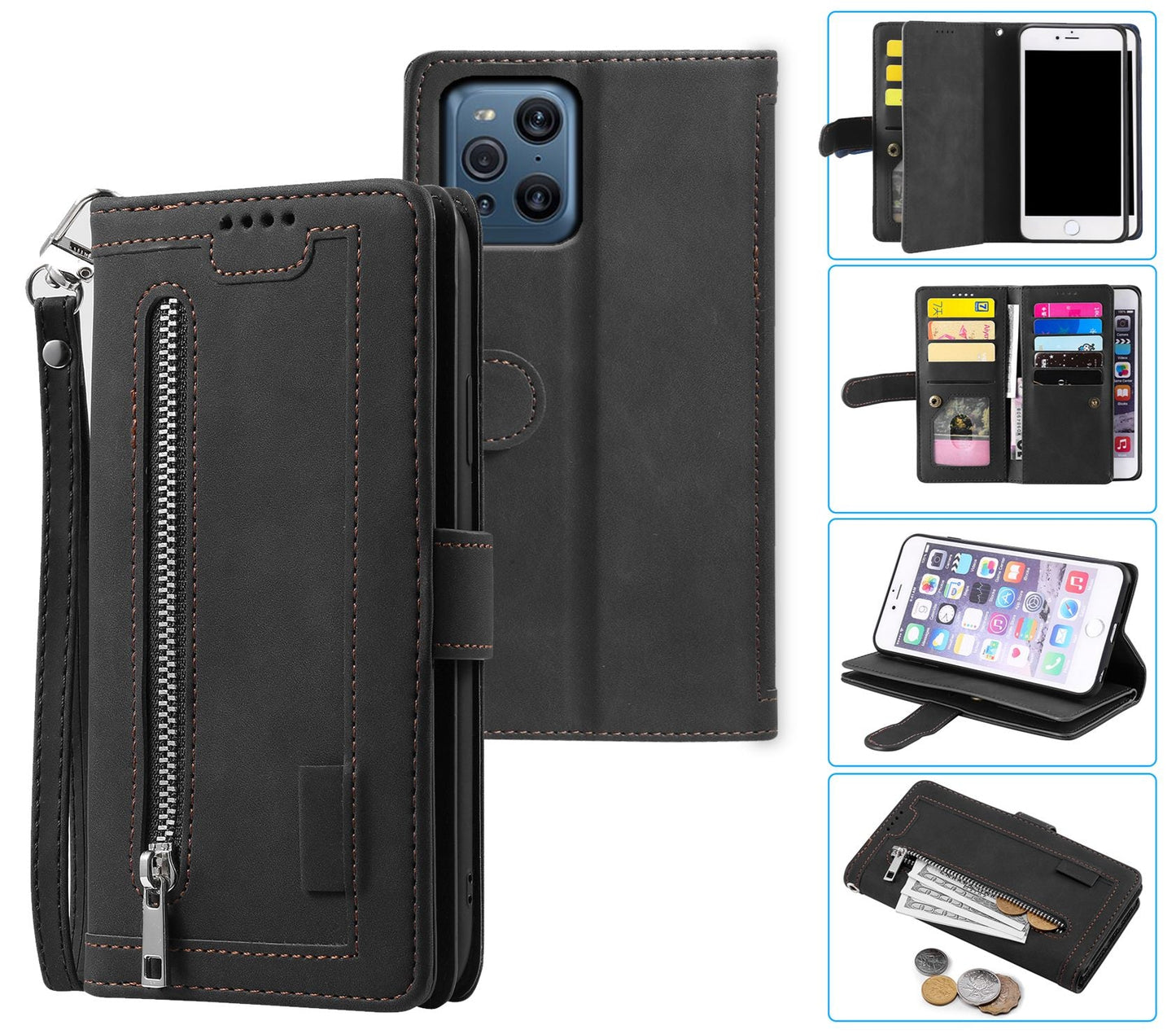 Oppo Find X3 Pro Case Wallet Cover Black