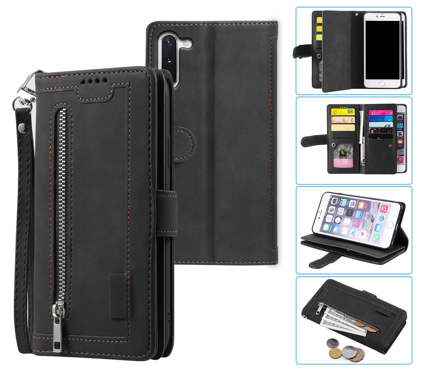 Samsung Galaxy Note 10 Case Wallet Cover Black