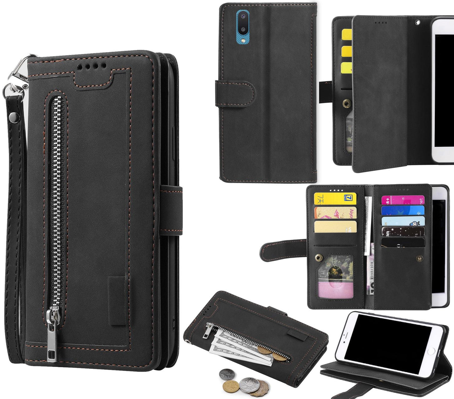 Samsung Galaxy A02 Case Wallet Cover Black