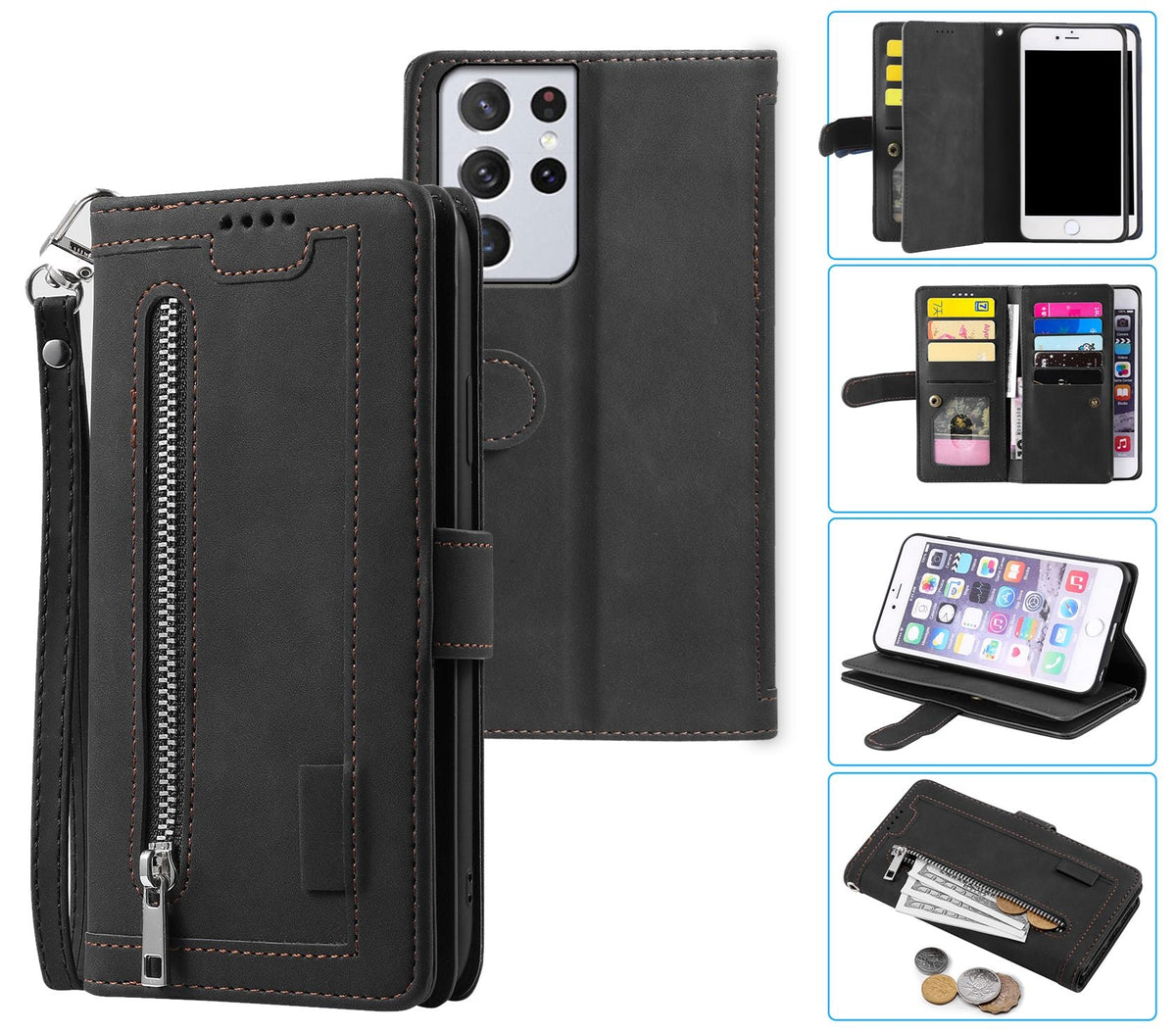 Samsung Galaxy S23 Ultra Case Wallet Cover Black