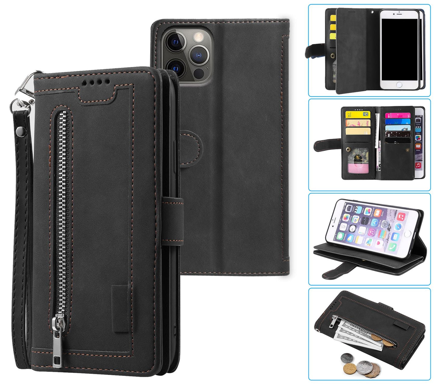 Iphone 14 Pro Max Case Wallet Cover Black