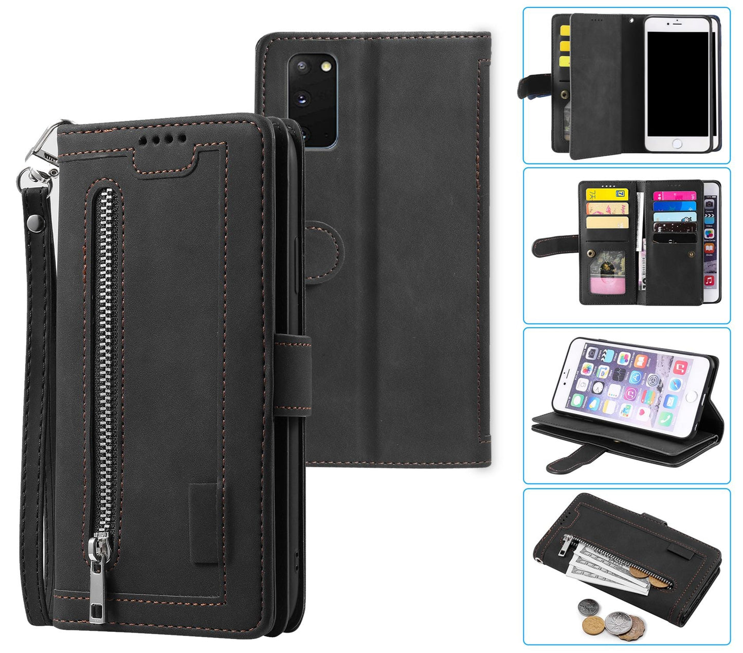 Samsung Galaxy S20 Case Wallet Cover Black
