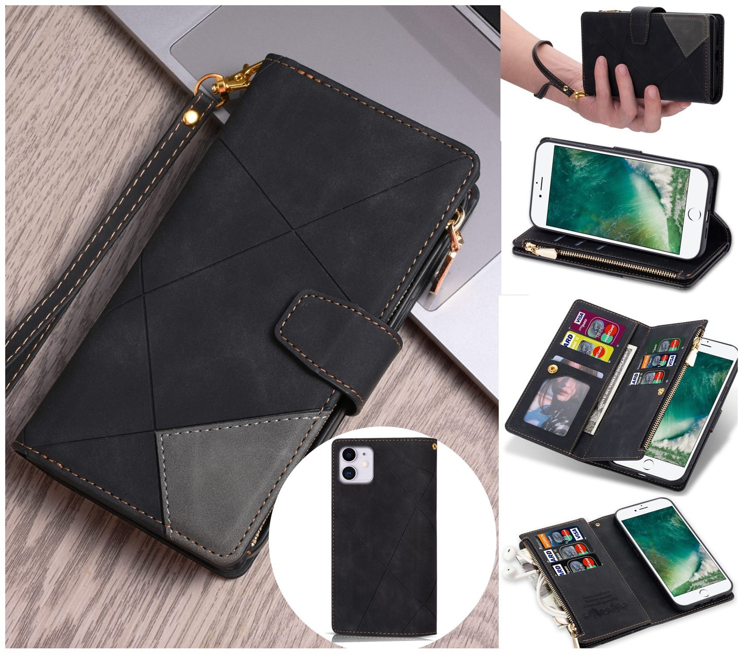 iPhone 11 Case Wallet Cover Black