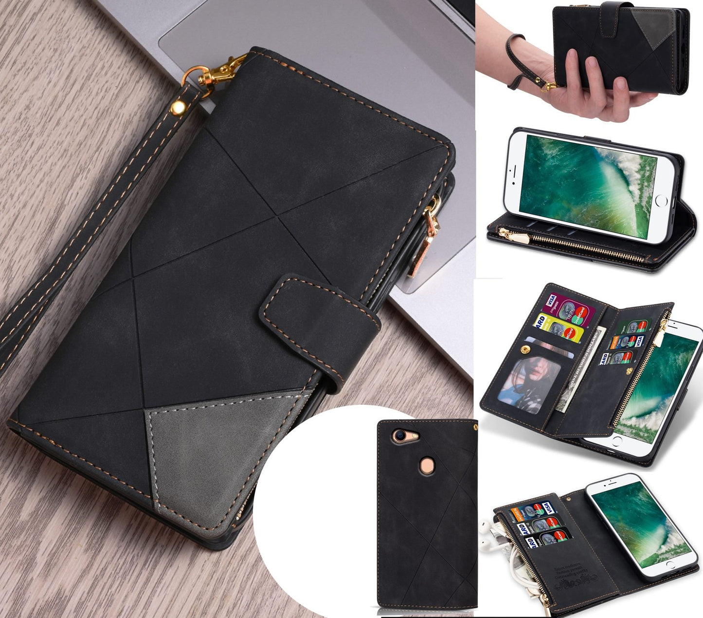 Oppo A73 Case Wallet Cover Black