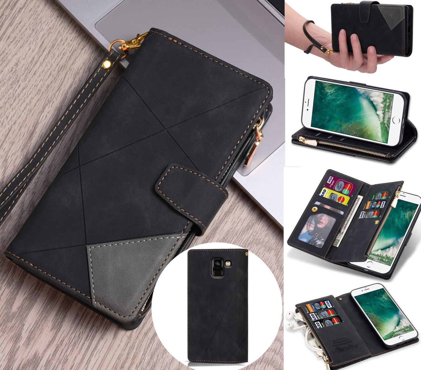 Samsung Galaxy A8 Case Wallet Cover Black