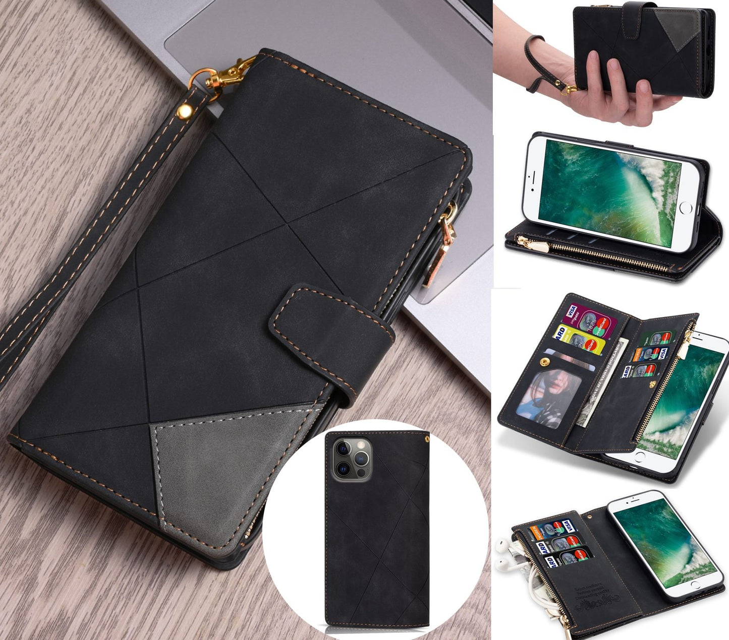 Iphone 14 Pro Max Case Wallet Cover Black