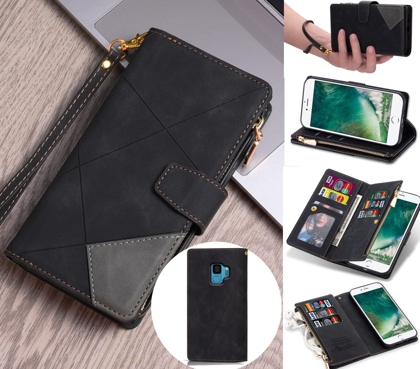 Samsung Galaxy S9 Case Wallet Cover Black