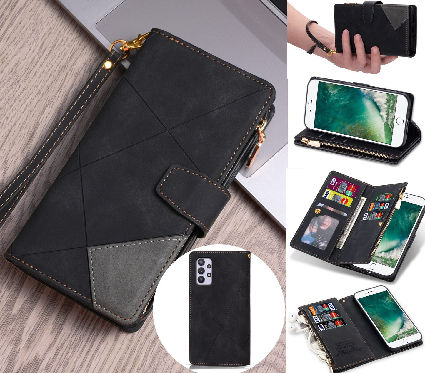 Samsung Galaxy A72 Case Wallet Cover Black