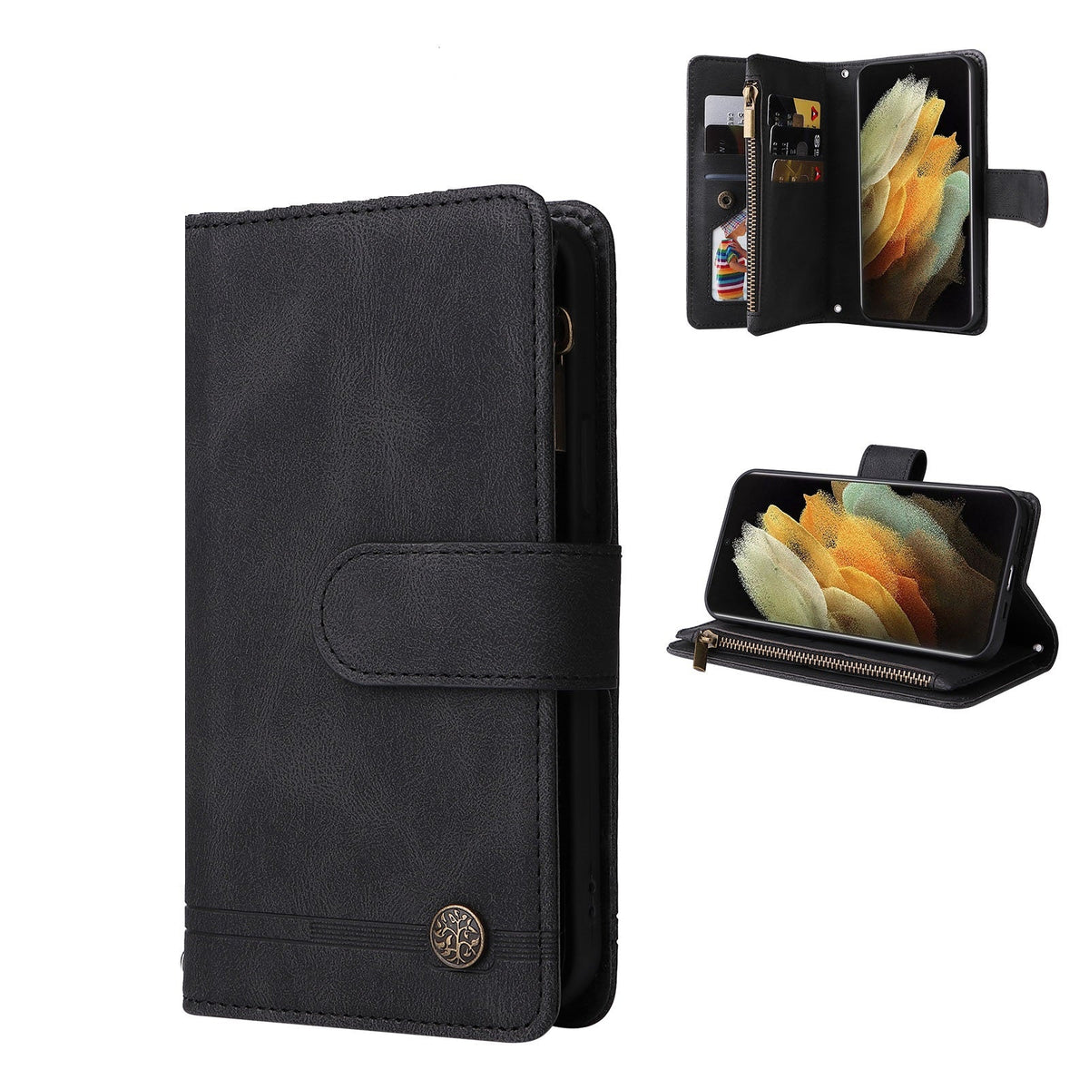Samsung Galaxy A73 Case Wallet Cover Black
