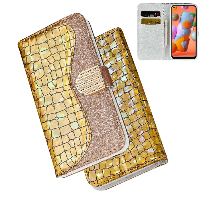 Samsung Galaxy A30 Case Wallet Cover Golden