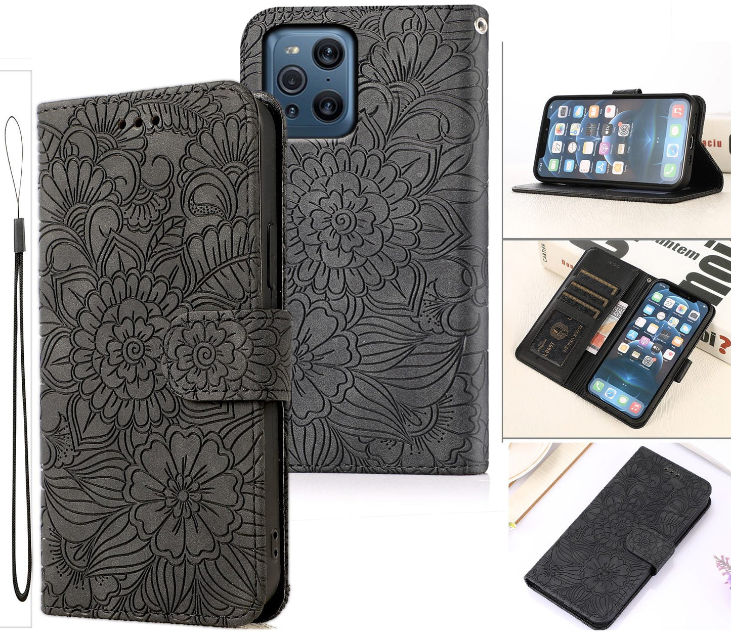 Oppo Find X3 Pro Case Wallet Cover Gray