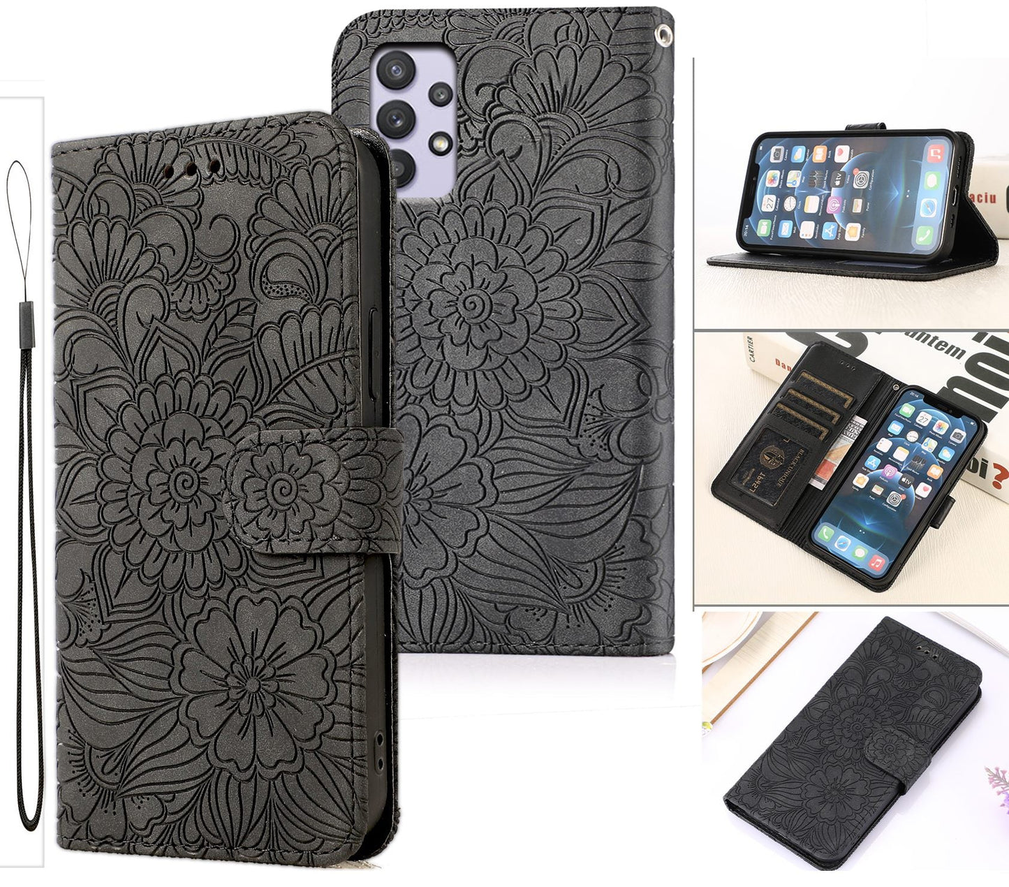 Samsung Galaxy A52 Case Wallet Cover Gray