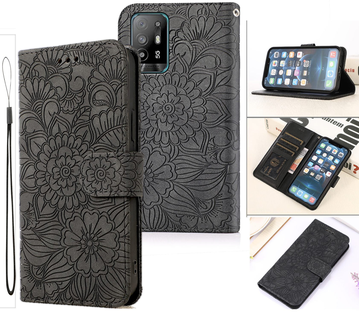 Oppo A74 Case 5G Wallet Cover Gray