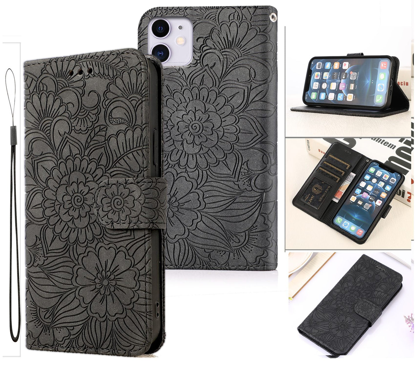 iPhone 12 Case Wallet Cover Gray