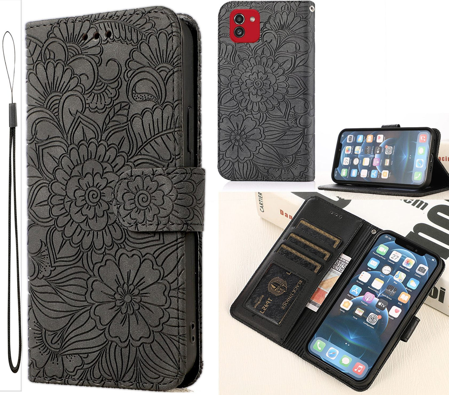 Samsung Galaxy A04 Case Wallet Cover Gray
