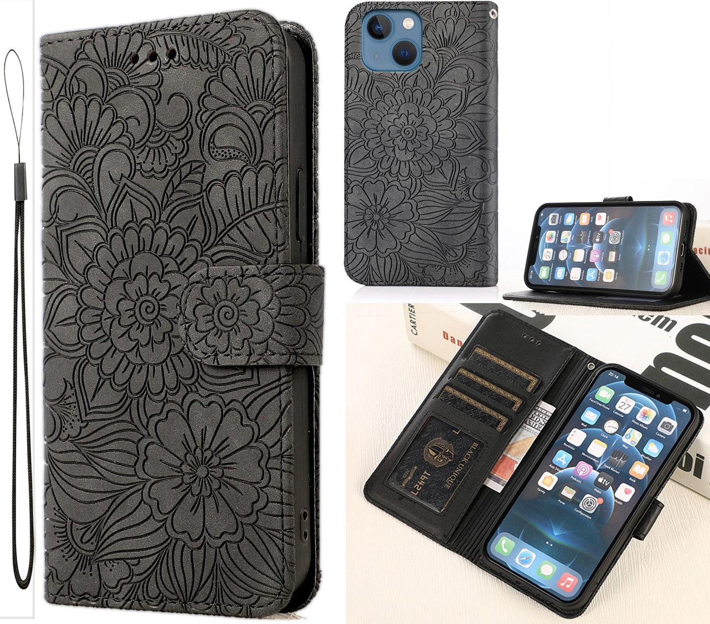 Iphone 14 Case Wallet Cover Gray