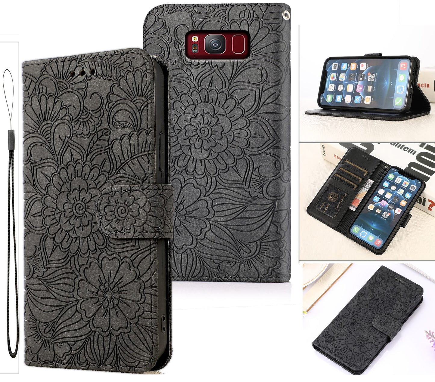 Samsung Galaxy S8 Plus Case Wallet Cover Gray