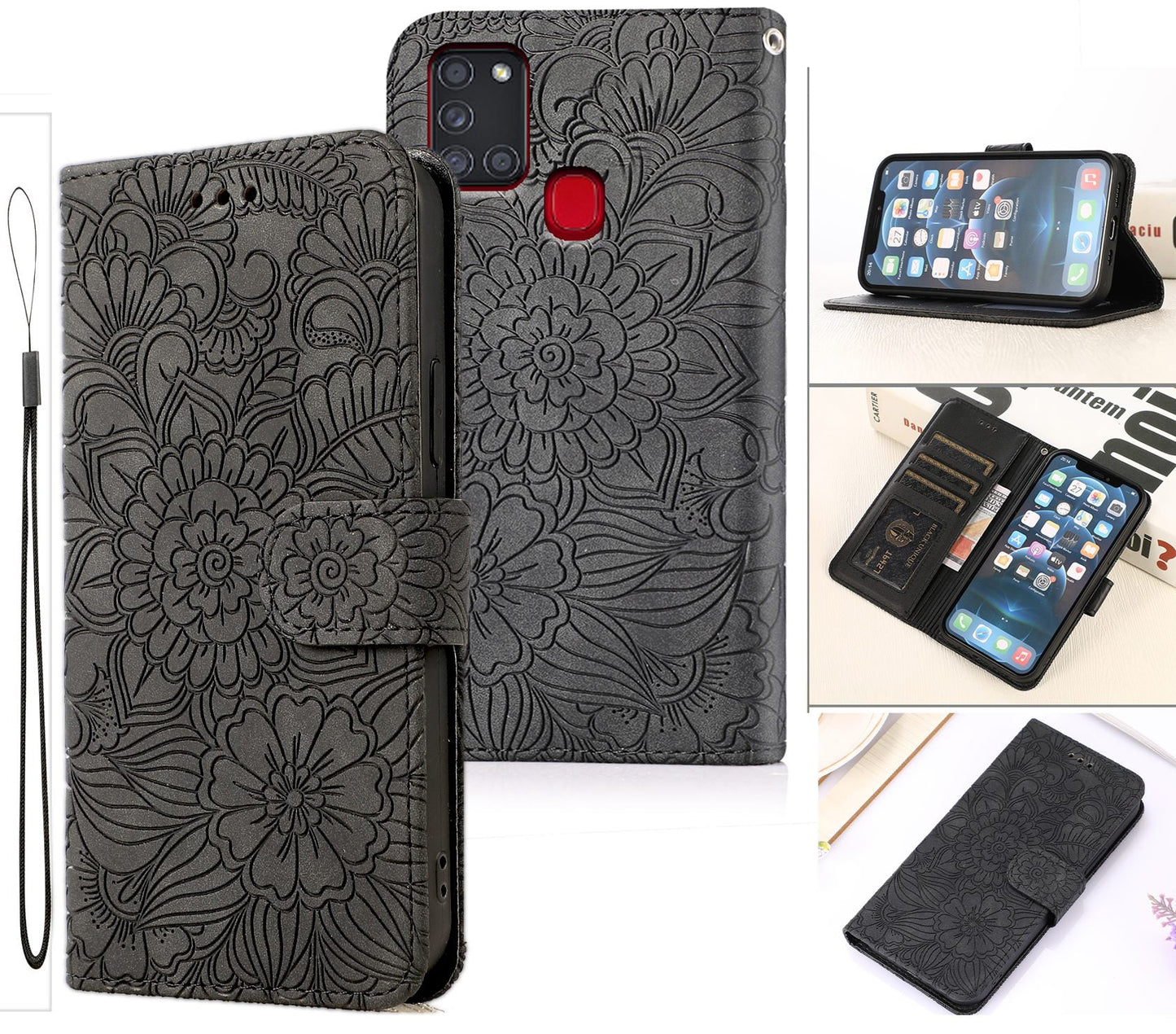 Samsung Galaxy A21S Case Wallet Cover Gray