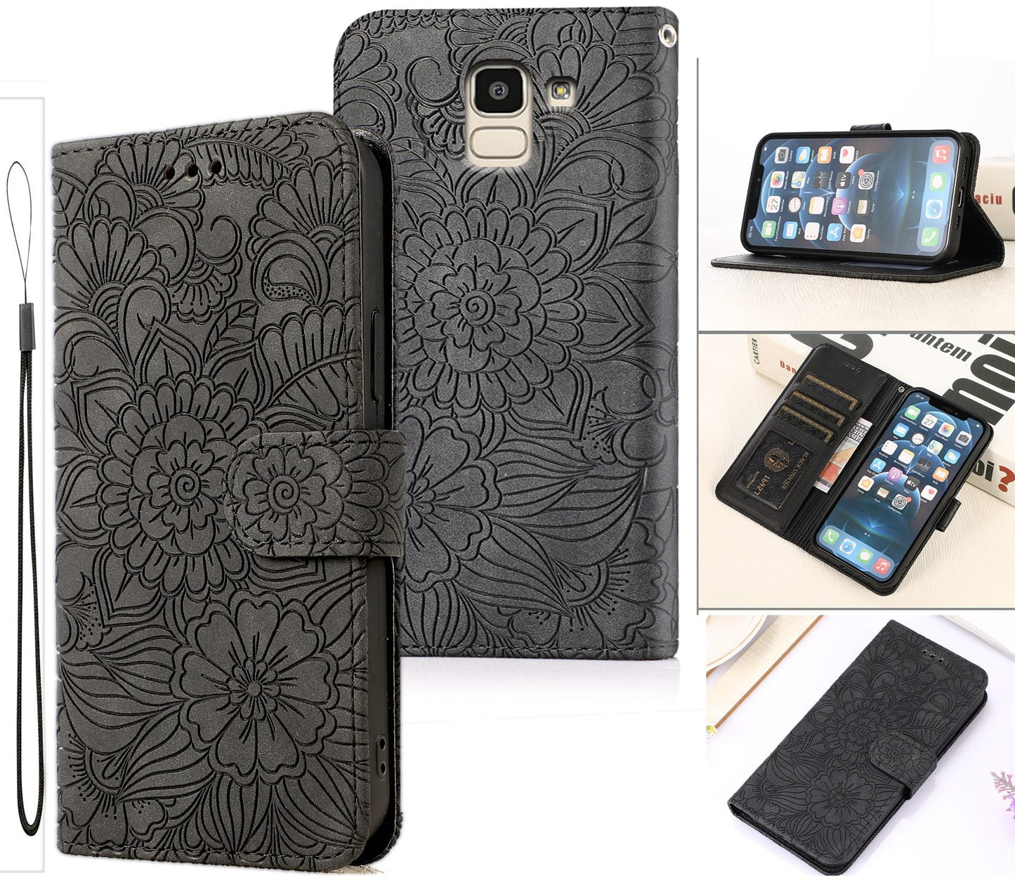 Samsung Galaxy J6 Case Wallet Cover Gray