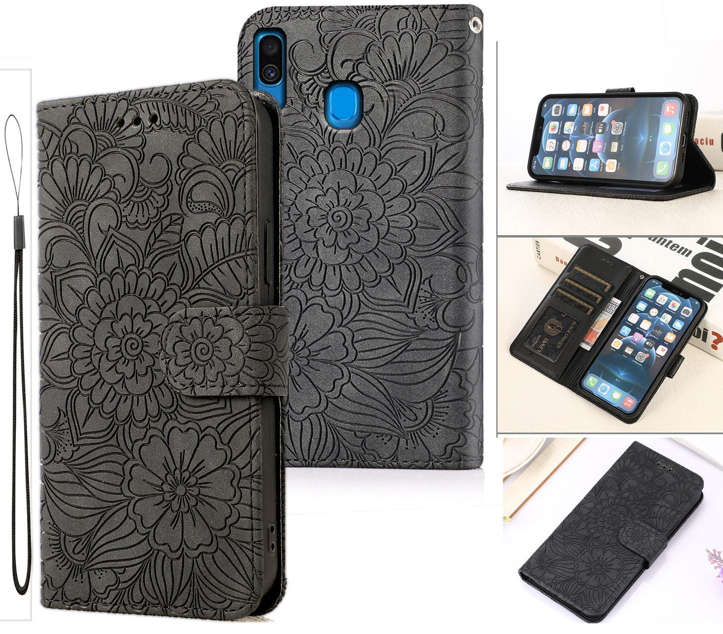 Samsung Galaxy A30 Case Wallet Cover Gray