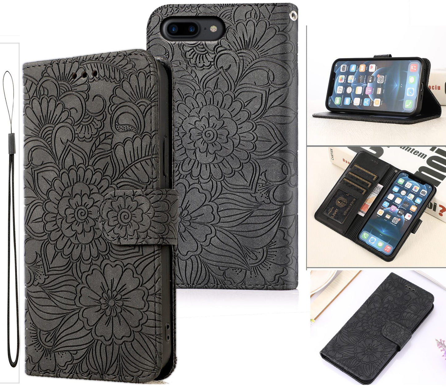 iPhone 7 Plus Case Wallet Cover Gray