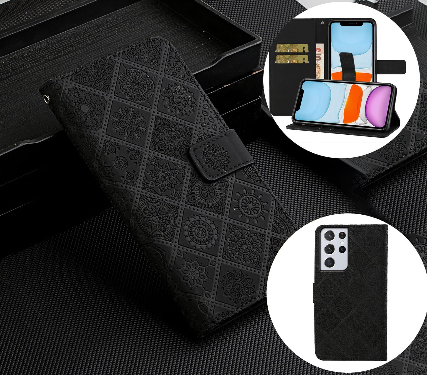 Samsung Galaxy S22 Ultra Case Wallet Cover Black