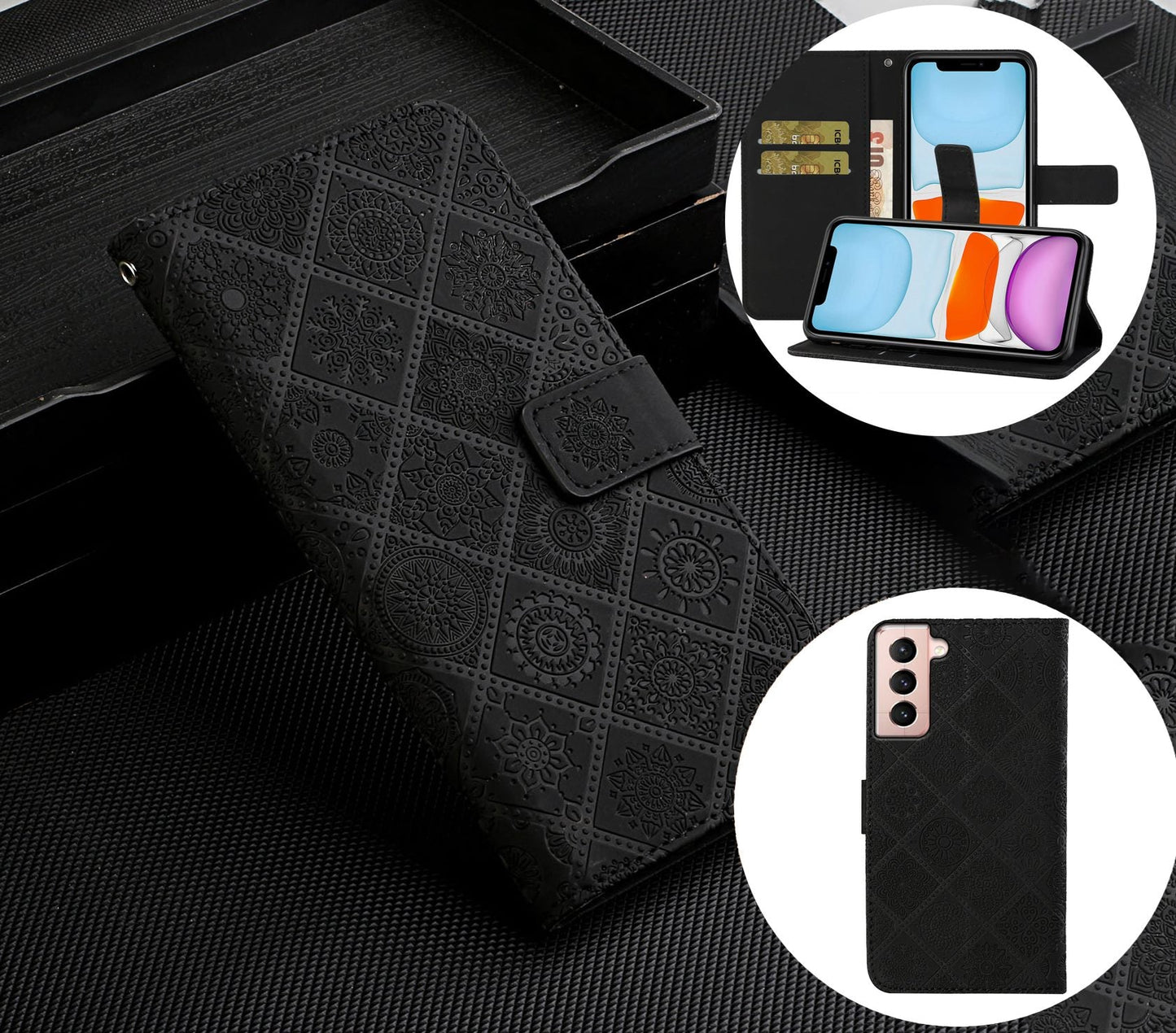 Samsung Galaxy S22 Case Wallet Cover Black