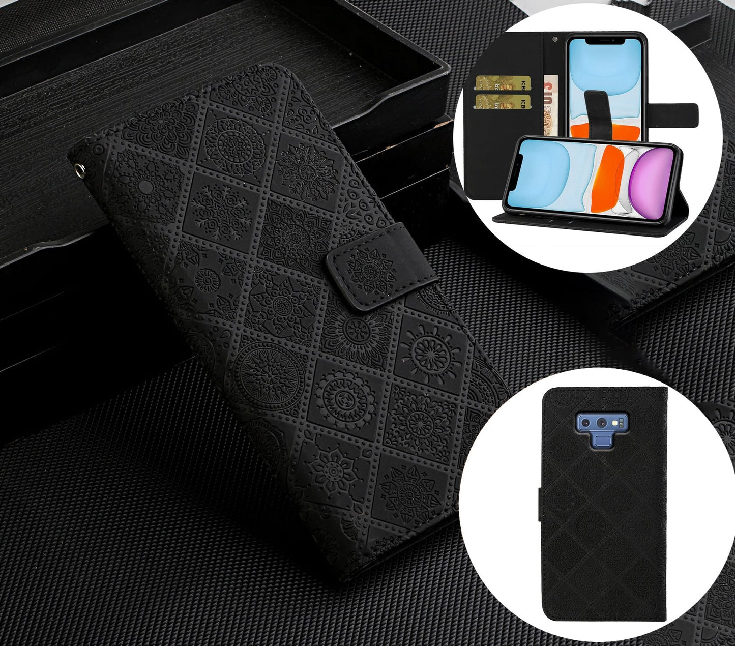 Samsung Galaxy Note 9 Case Wallet Cover Black