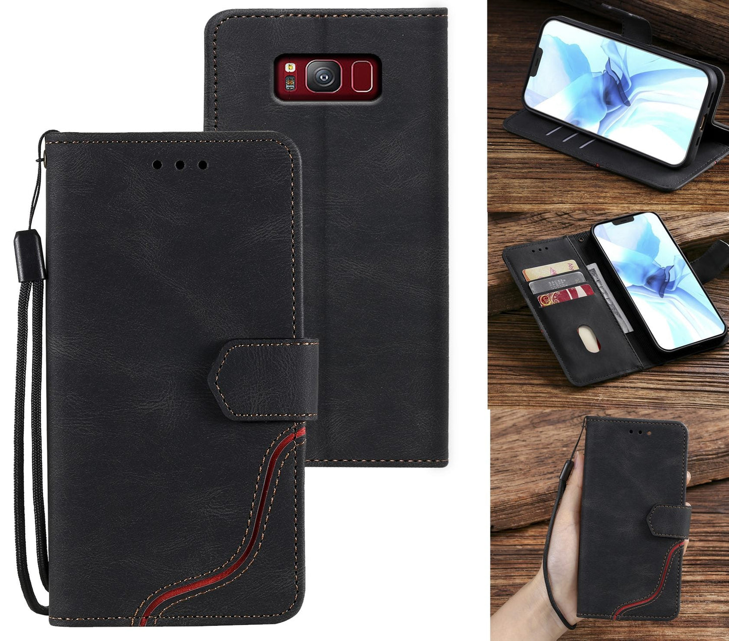 Samsung Galaxy S8 Case Wallet Cover Black