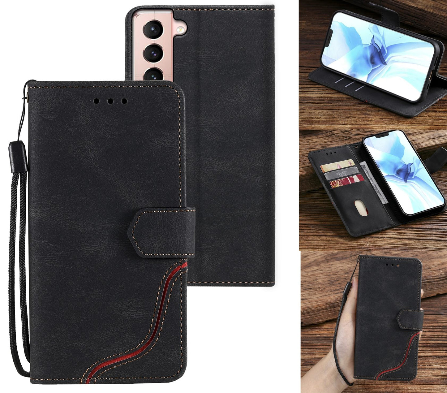 Samsung Galaxy S21 Case Wallet Cover Black