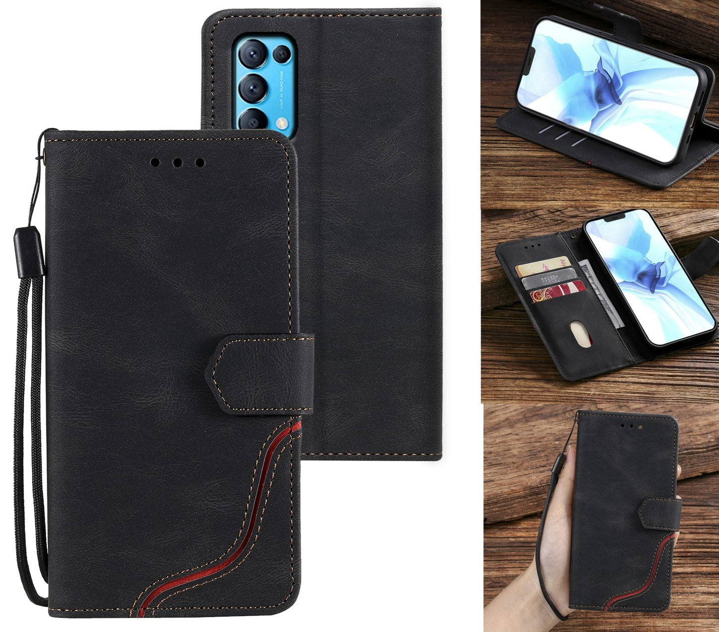 Oppo Find X3 Lite Case Wallet Cover Black