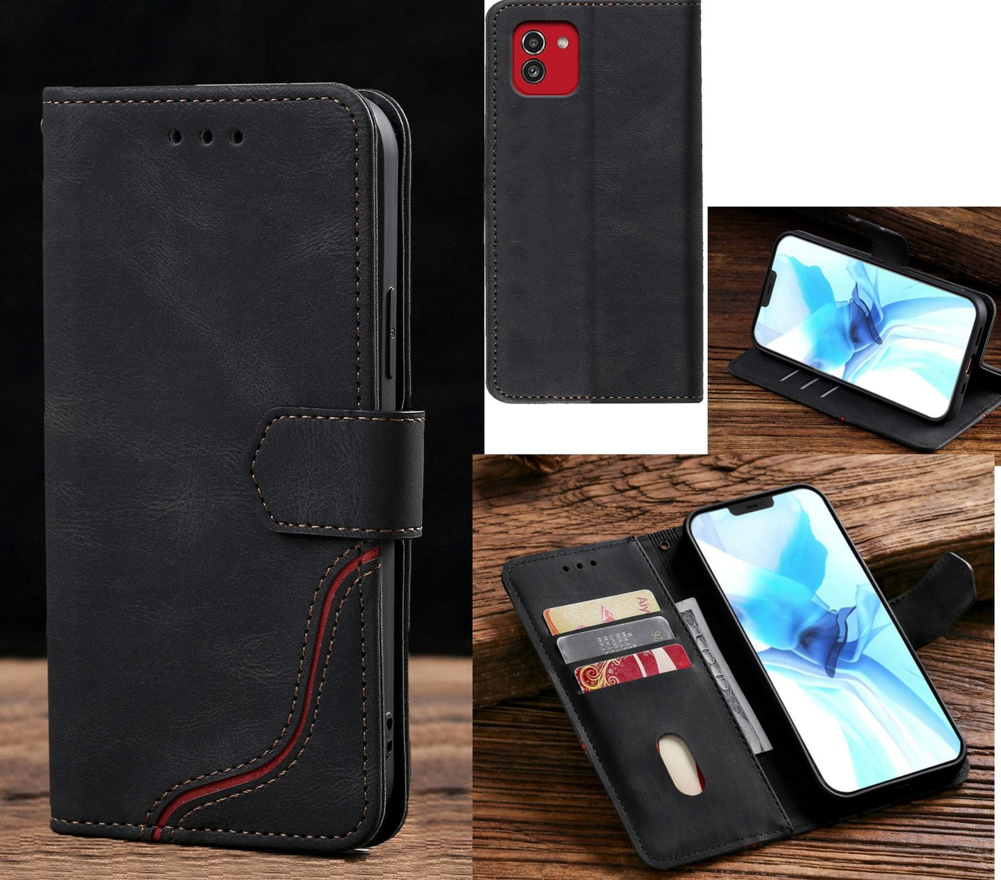 Samsung Galaxy A04 Case Wallet Cover Black