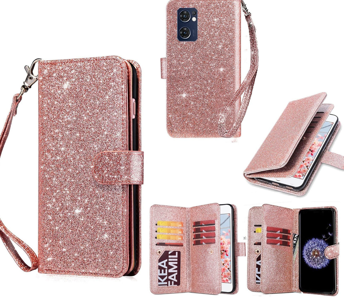 Oppo X5 Lite Case Wallet Cover Glitter Rose Gold