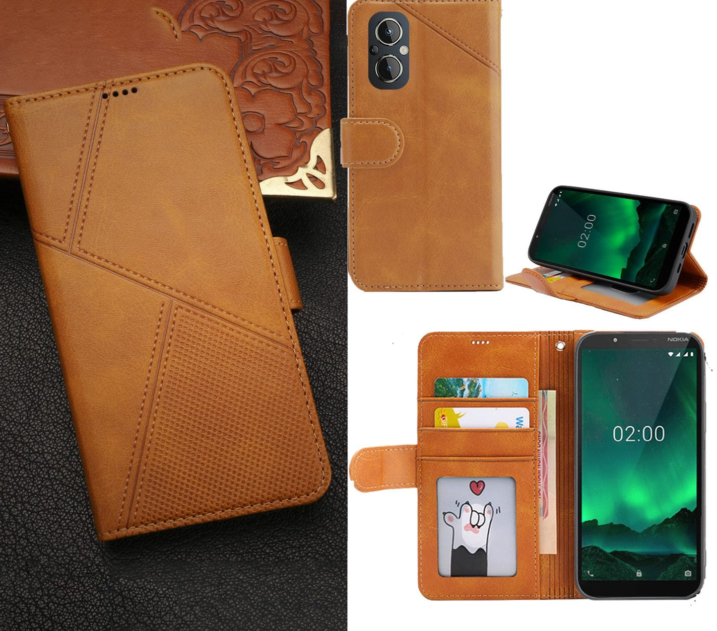 Oppo Reno 8 Lite Case Wallet Cover Orange Yellow