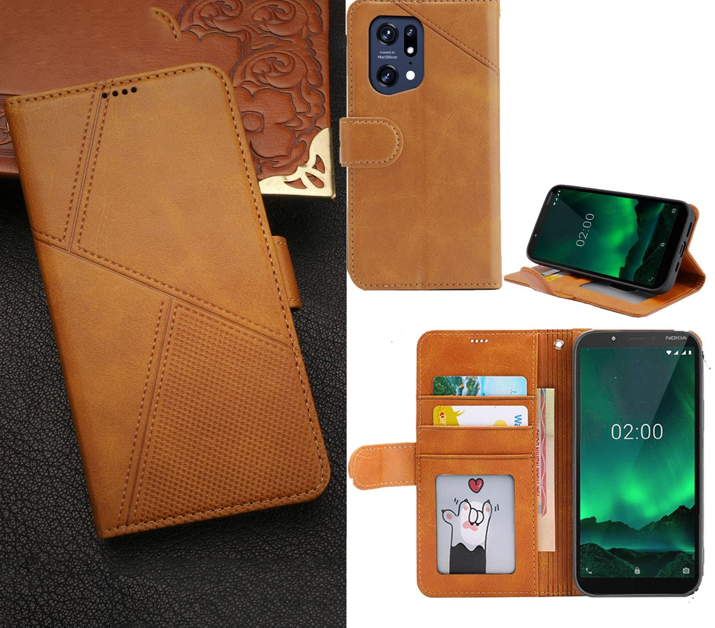 Oppo X5 Case Wallet Cover Orange Yellow