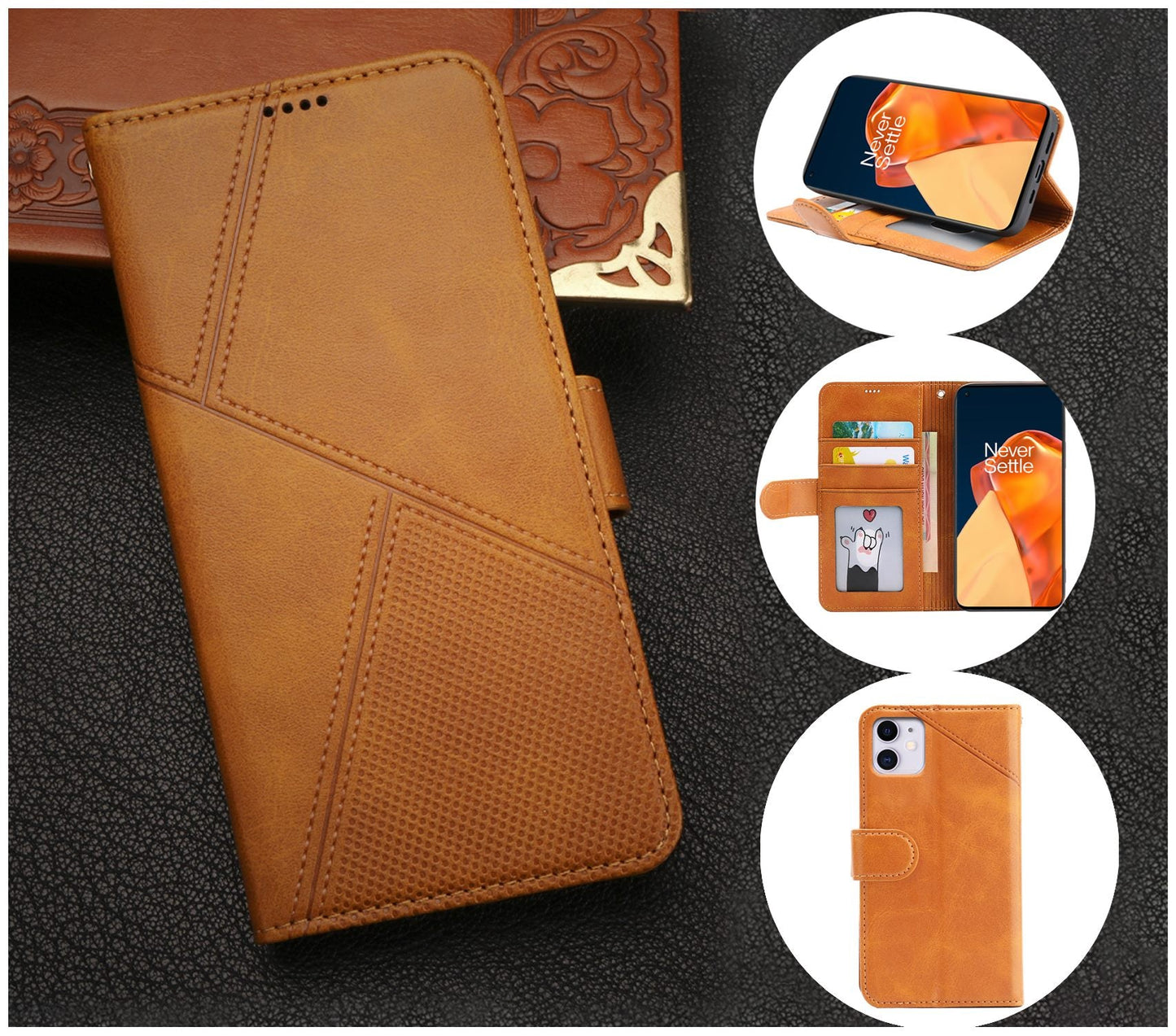 iPhone 11 Case Wallet Cover Orange Yellow