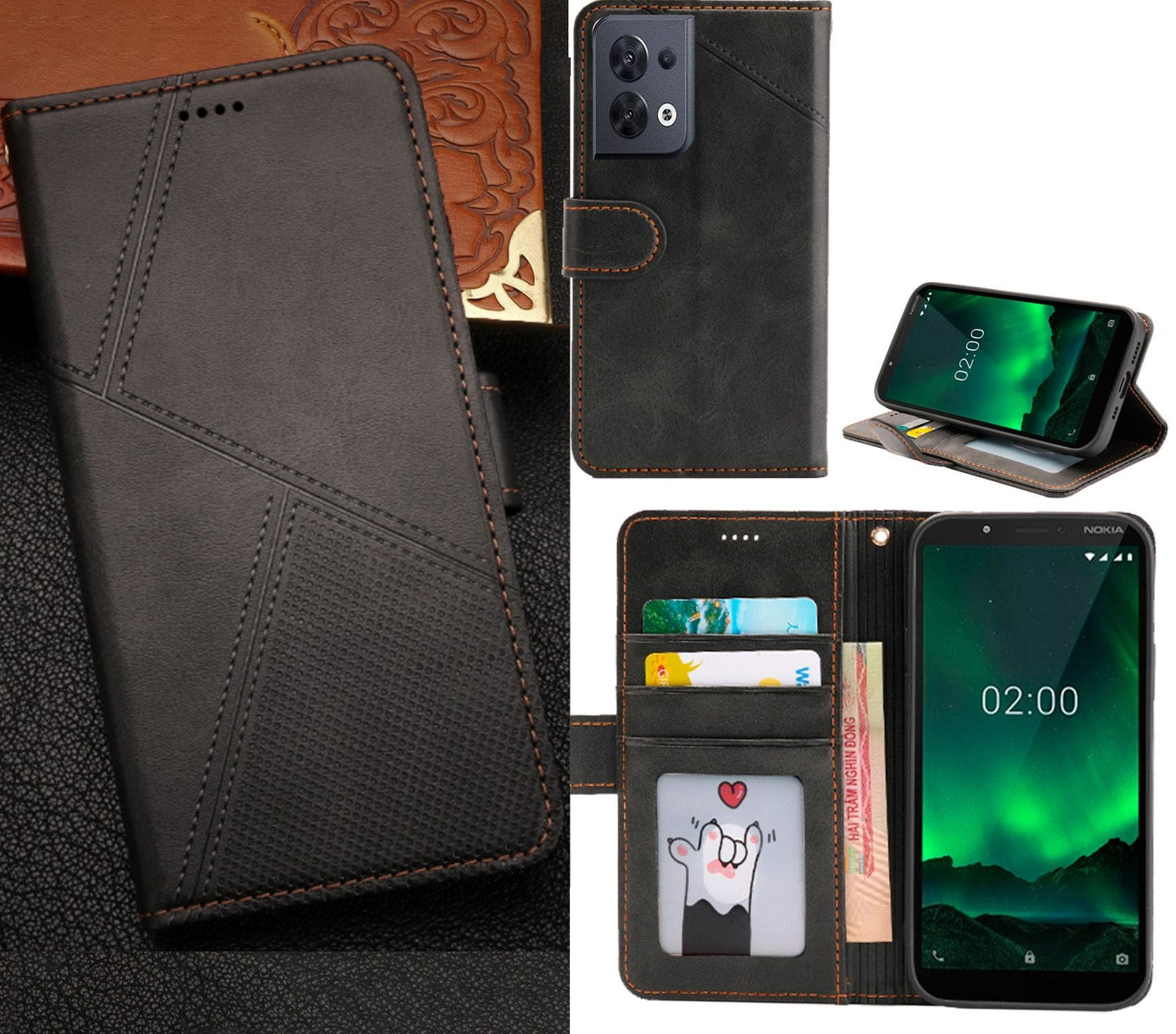 Oppo Reno 8 Case Wallet Cover Orange Yellow