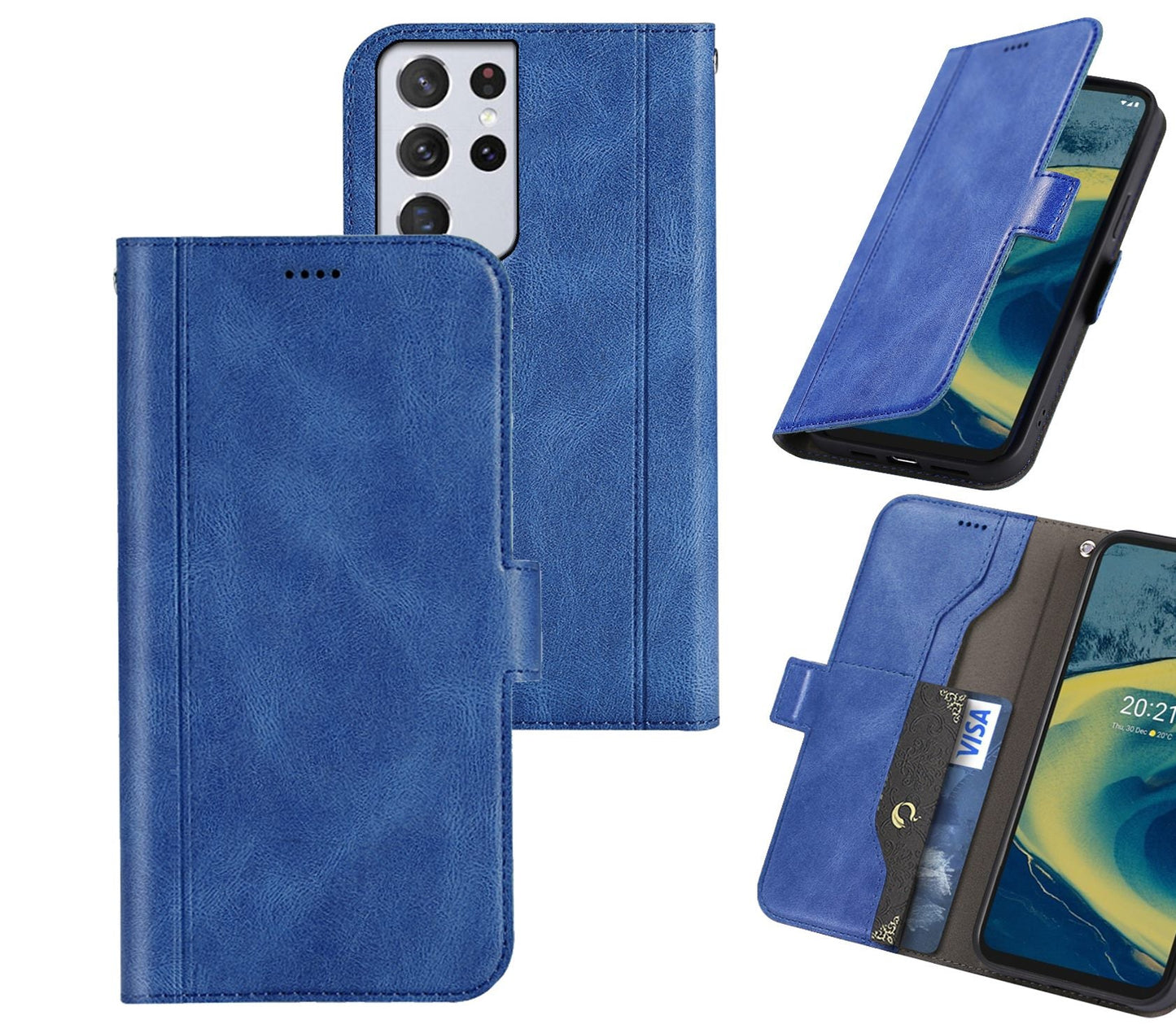 Samsung Galaxy S21 Ultra Case Wallet Cover Blue