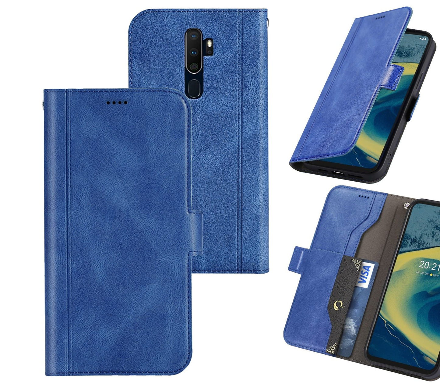 Oppo A9 Case Wallet Cover Blue