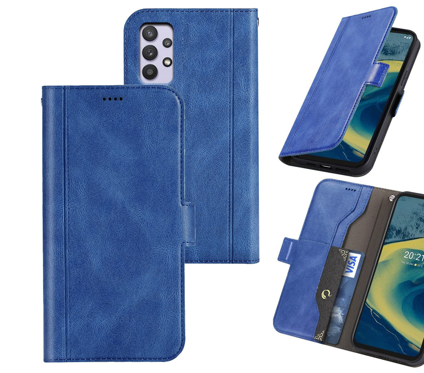 Samsung Galaxy A52 Case Wallet Cover Blue