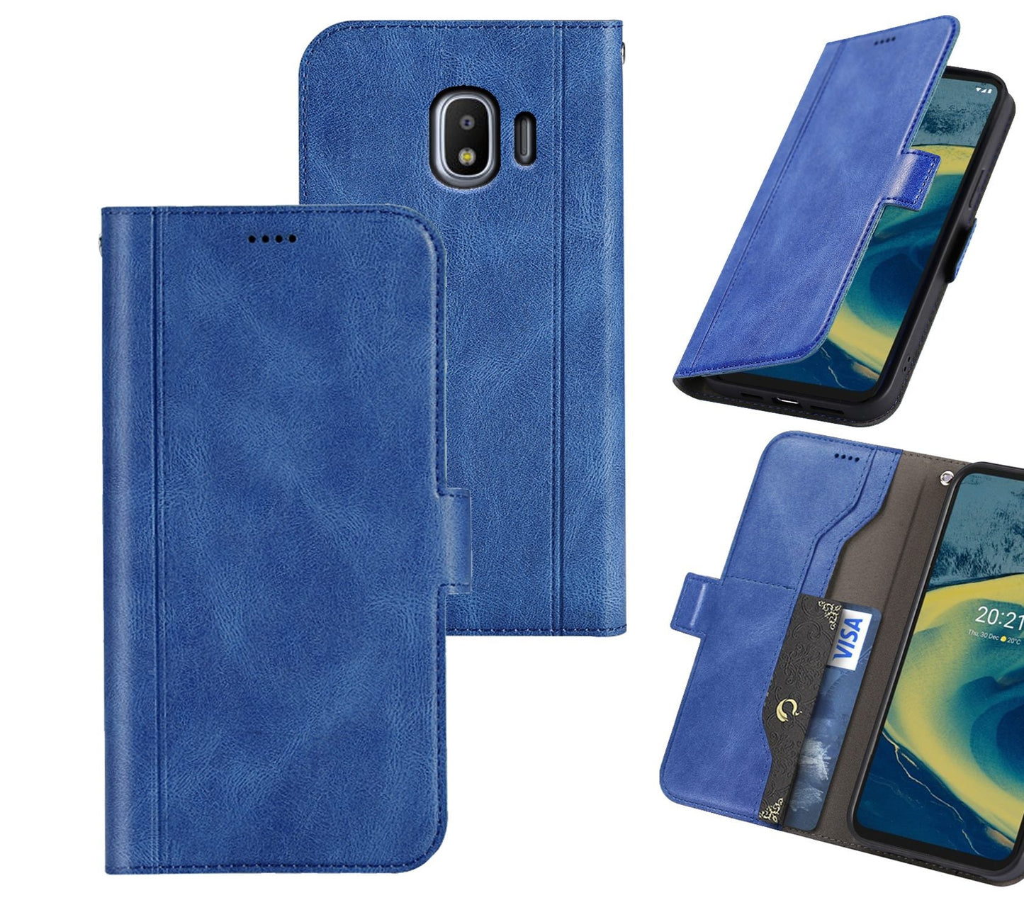 Samsung Galaxy J4 Case Wallet Cover Blue