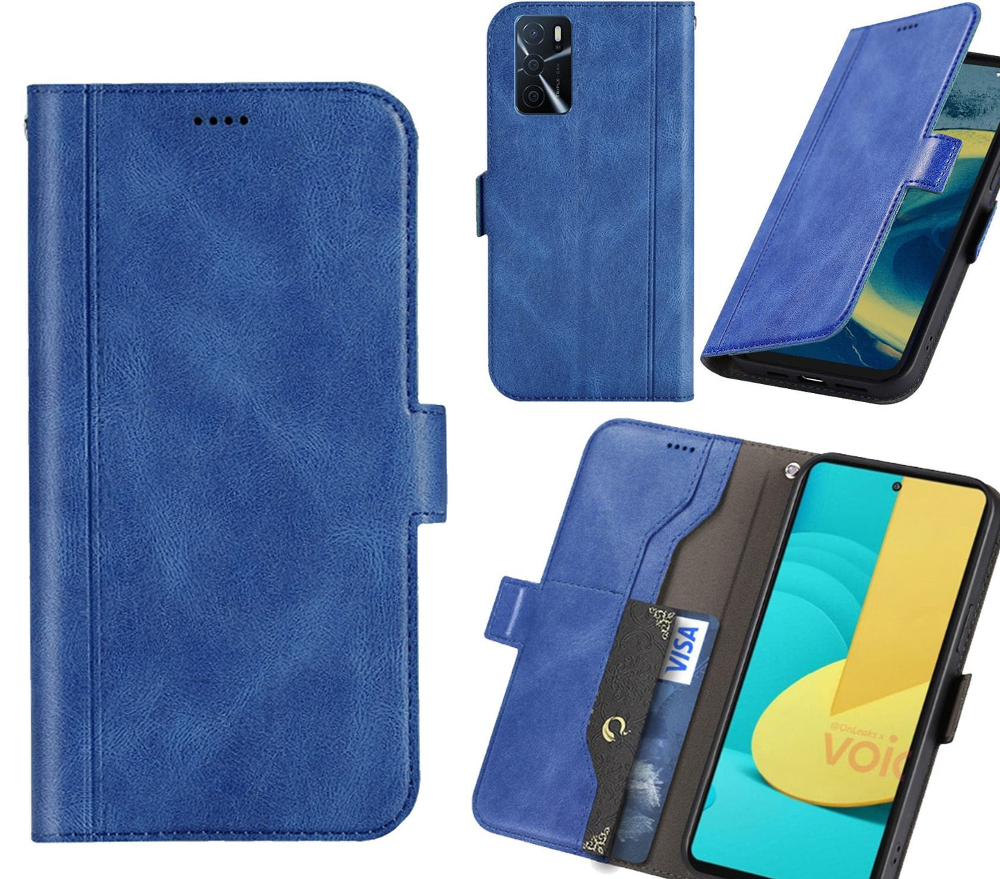 Oppo A16S Case Wallet Cover Blue