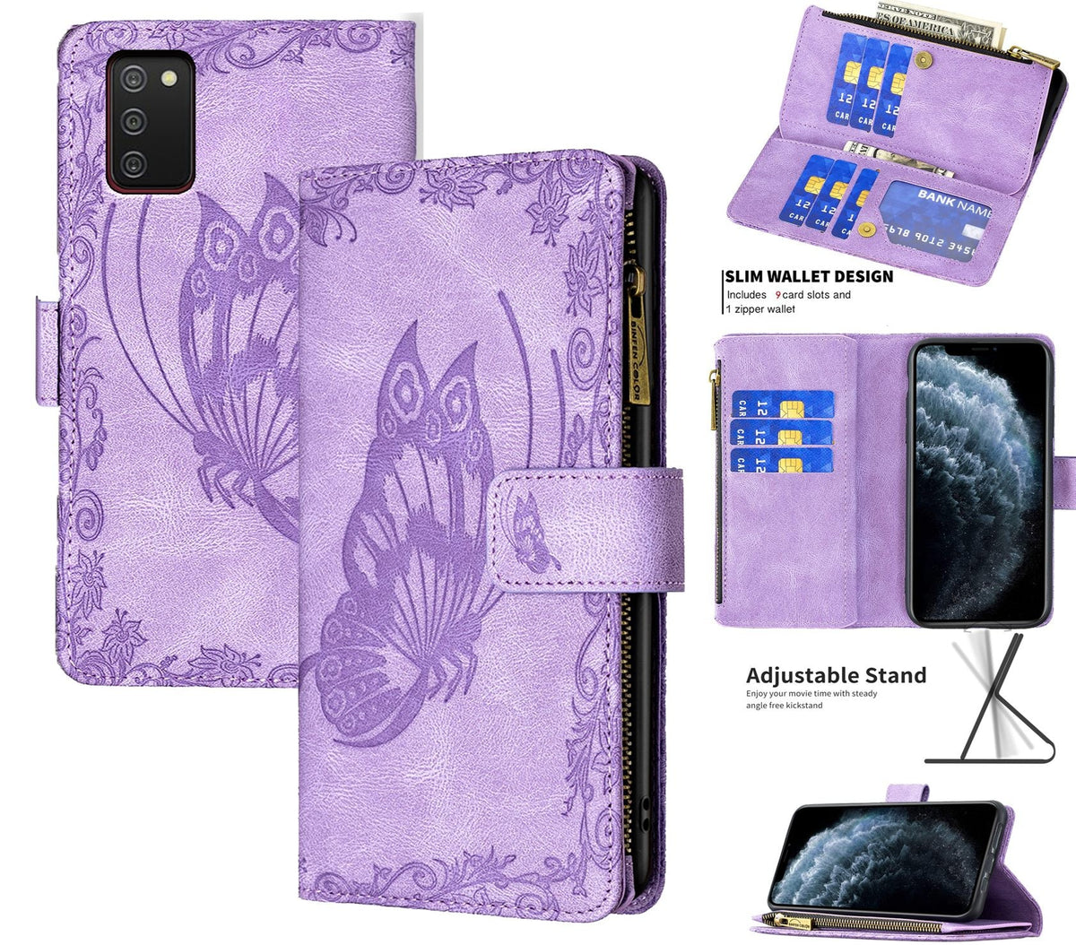 Samsung Galaxy A03S Case Wallet Cover Purple