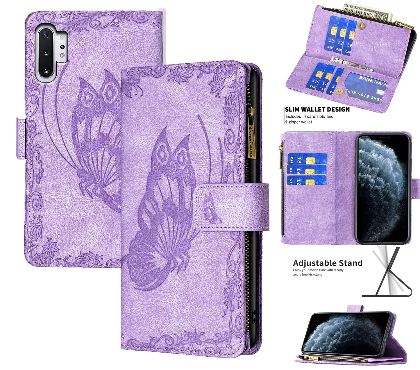 Samsung Galaxy Note 10 Plus Case Wallet Cover Purple