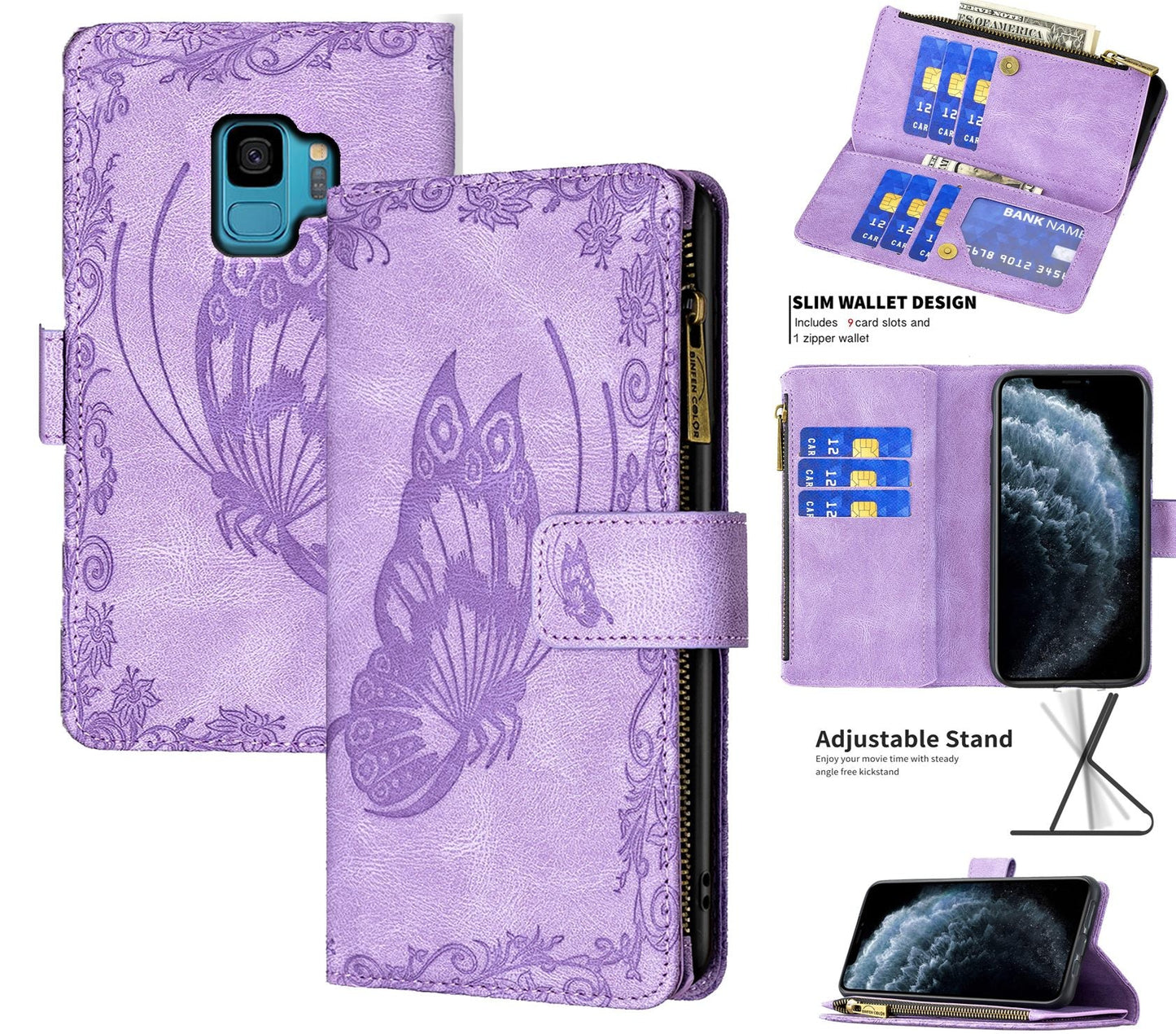 Samsung Galaxy S9 Case Wallet Cover Purple