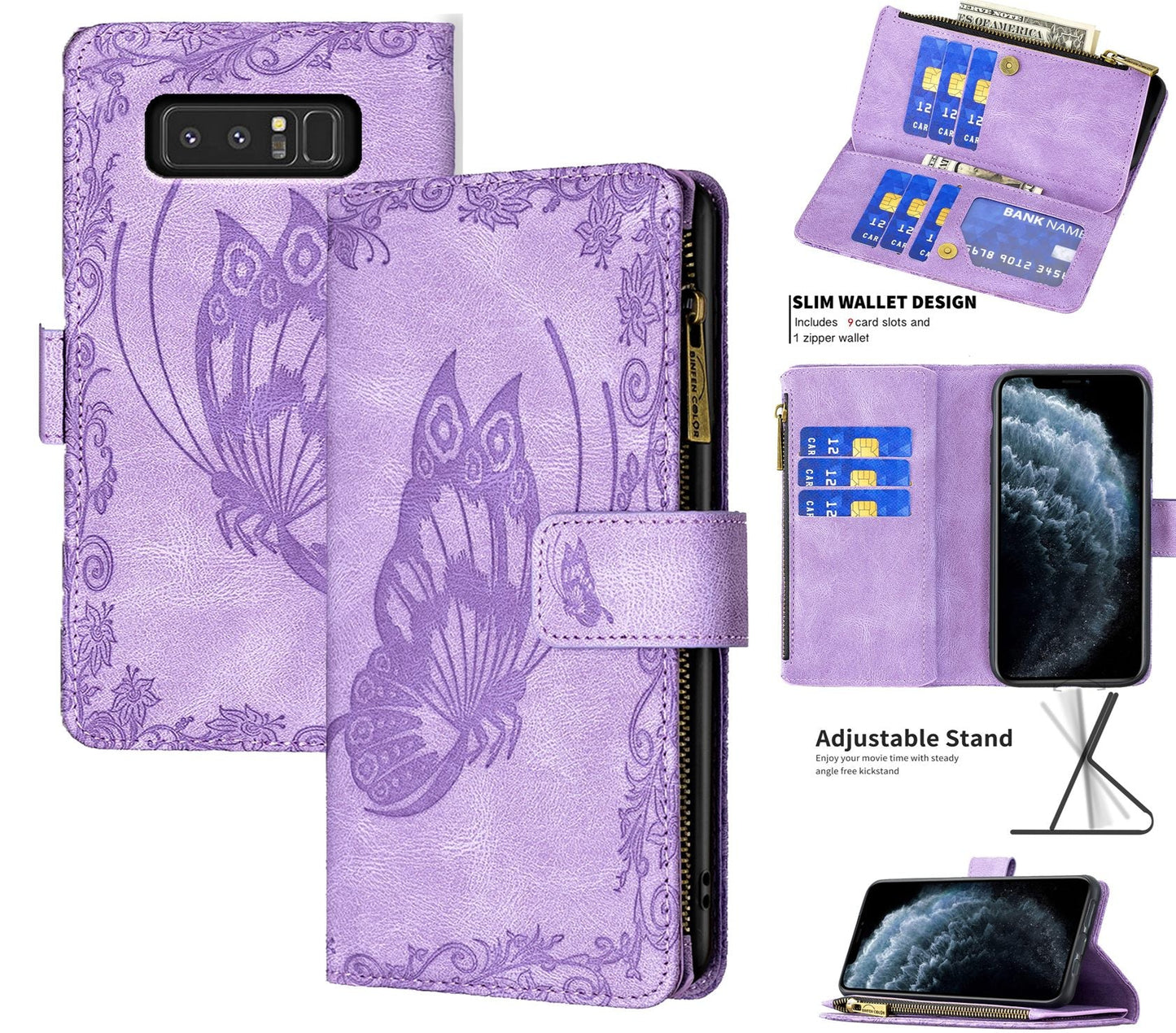 Samsung Galaxy Note 8 Case Wallet Cover Purple