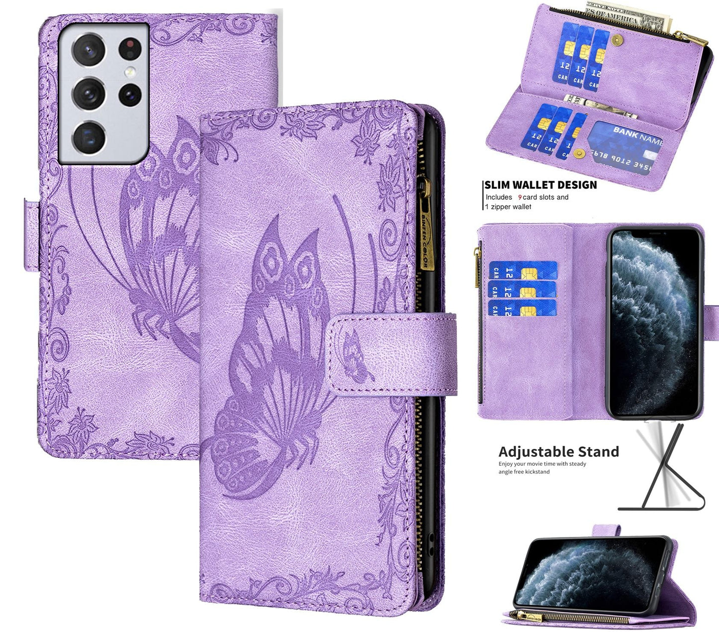 Samsung Galaxy S21 Ultra Case Wallet Cover Purple