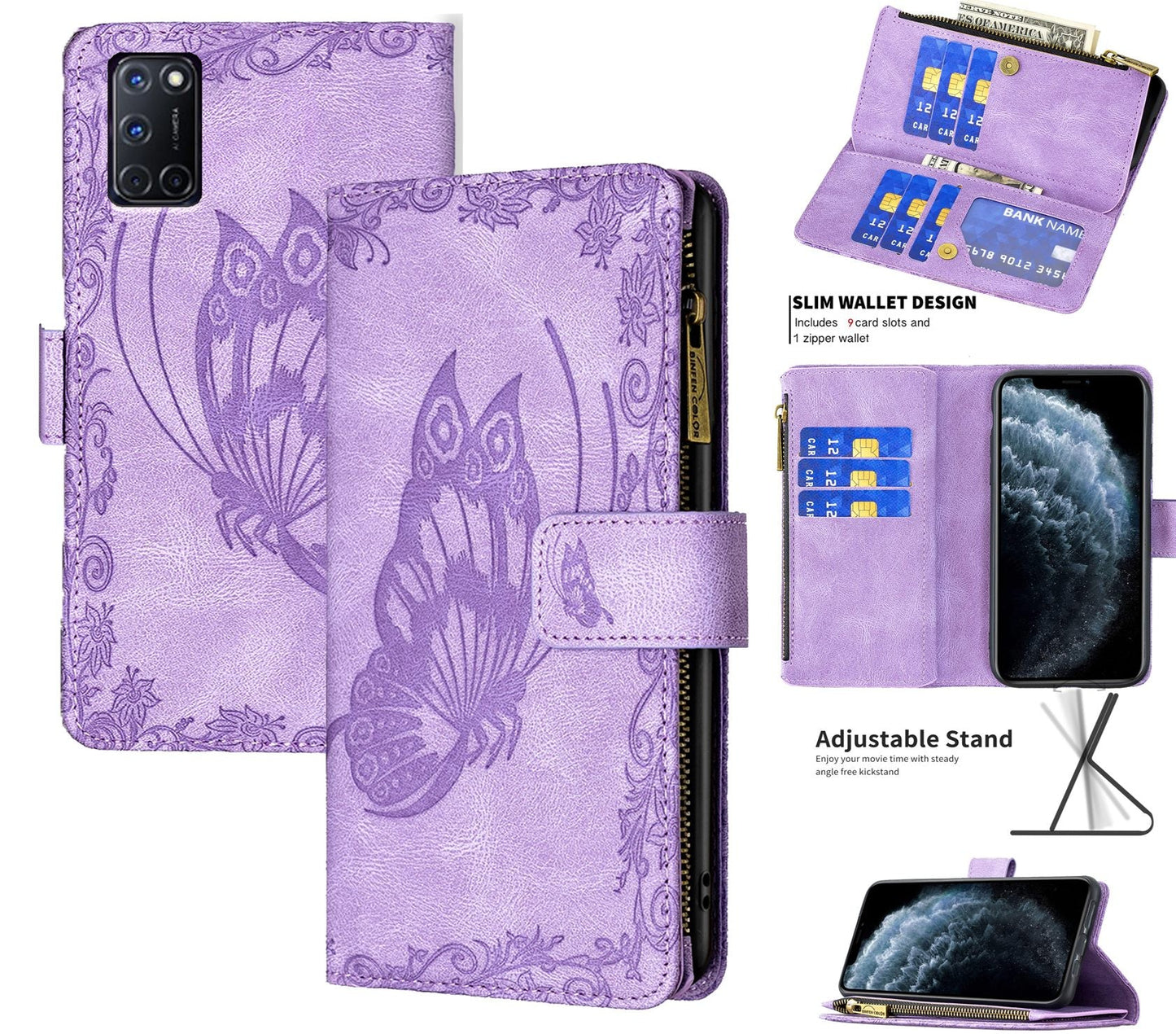 Oppo A72 Case Wallet Cover Purple